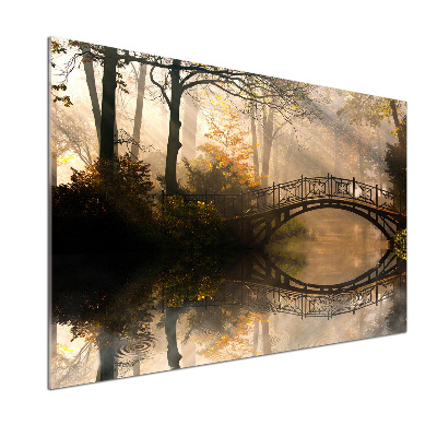 Pannello paraschizzi cucina con stampa raffigurante un vecchio ponte in autunno