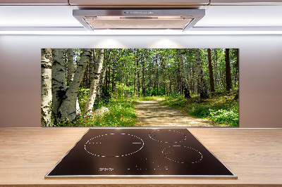 Rivestimento parete cucina con motivo Sentiero nella foresta