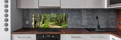 Rivestimento parete cucina con motivo Sentiero nella foresta