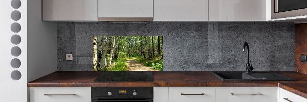 Rivestimento parete cucina con motivo Sentiero nella foresta