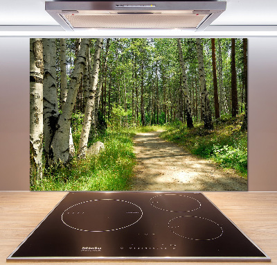 Rivestimento parete cucina con motivo Sentiero nella foresta