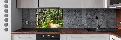 Rivestimento parete cucina con motivo Sentiero nella foresta