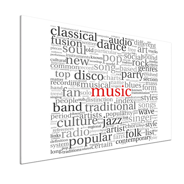 Pannello paraschizzi cucina con tema Generi musicali