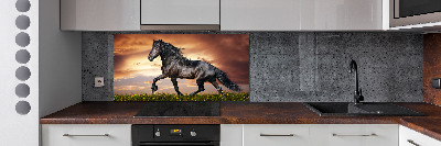 Pannello paraschizzi cucina con stampa di un cavallo al trotto