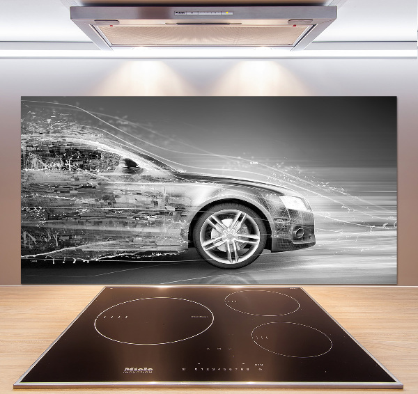 Rivestimento parete cucina con stampa raffigurante un'auto in corsa