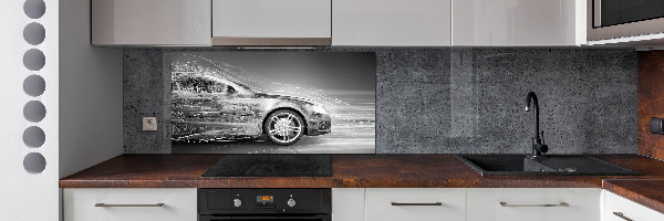 Rivestimento parete cucina con stampa raffigurante un'auto in corsa