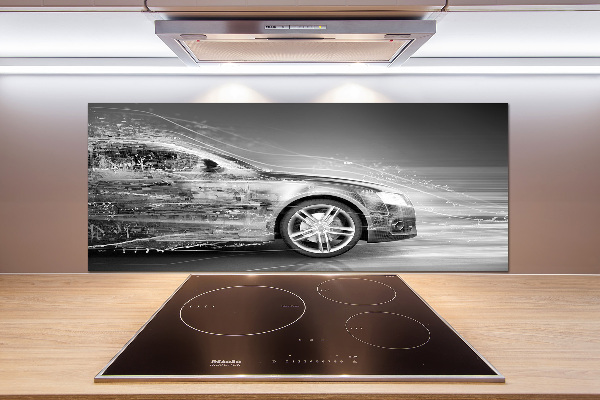 Rivestimento parete cucina con stampa raffigurante un'auto in corsa