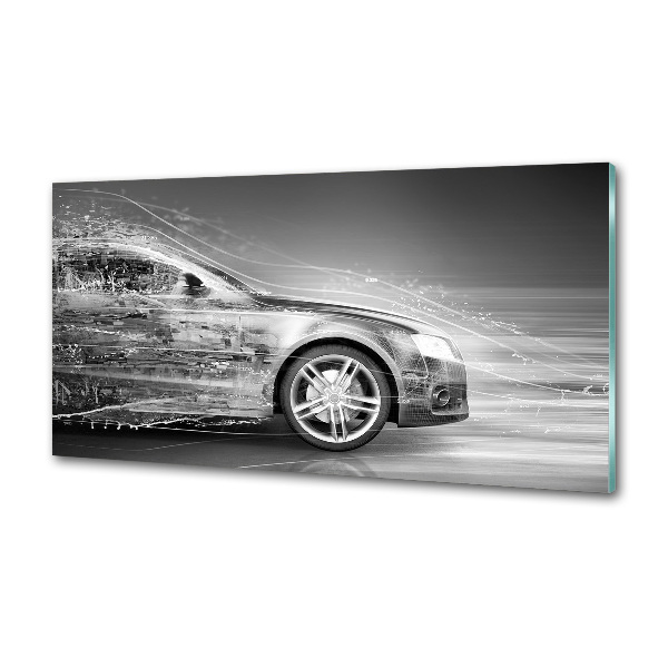 Rivestimento parete cucina con stampa raffigurante un'auto in corsa