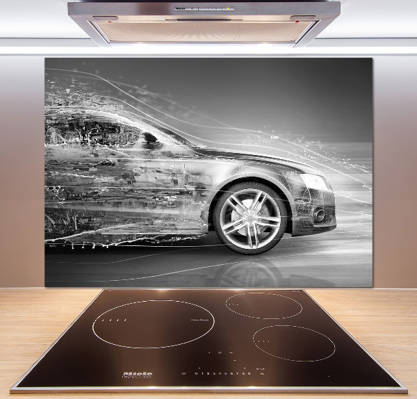 Rivestimento parete cucina con stampa raffigurante un'auto in corsa