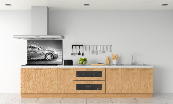 Rivestimento parete cucina con stampa raffigurante un'auto in corsa