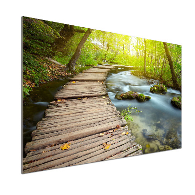 Pannello paraschizzi cucina con stampa raffigurante un sentiero lungo il fiume