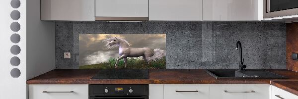 Pannello paraschizzi cucina con motivo unicorno grigio