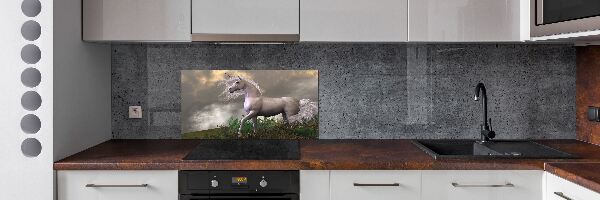 Pannello paraschizzi cucina con motivo unicorno grigio