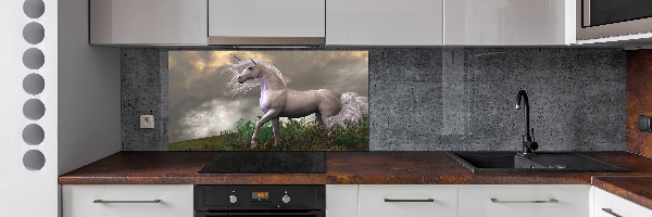 Pannello paraschizzi cucina con motivo unicorno grigio