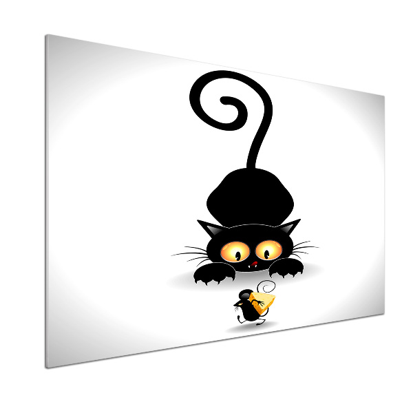 Pannello paraschizzi cucina con motivo gatto e topo