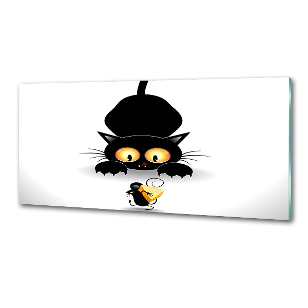 Pannello paraschizzi cucina con motivo gatto e topo