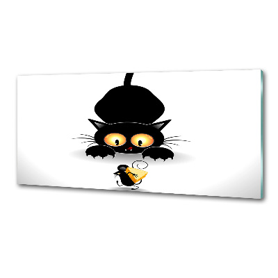 Pannello paraschizzi cucina con motivo gatto e topo