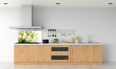 Rivestimento parete cucina con motivo di tulipani bianchi