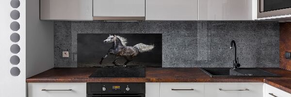 Pannello retrocucina con stampa di un cavallo arabo grigio