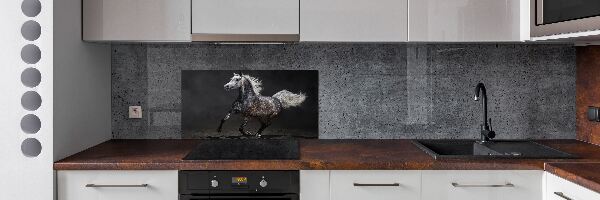 Pannello retrocucina con stampa di un cavallo arabo grigio