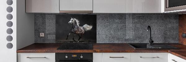 Pannello retrocucina con stampa di un cavallo arabo grigio