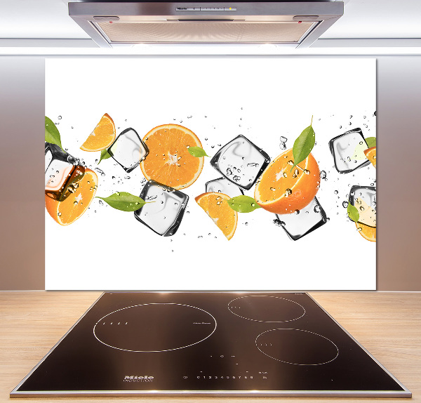 Rivestimento parete cucina con motivo di arance su fondo ghiacciato