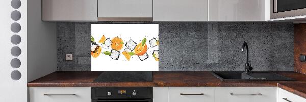 Rivestimento parete cucina con motivo di arance su fondo ghiacciato