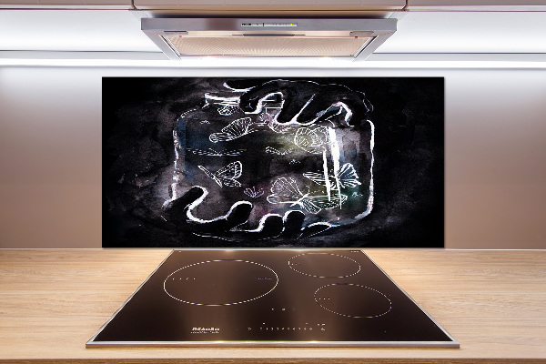 Rivestimento parete cucina con motivo di farfalle in un barattolo