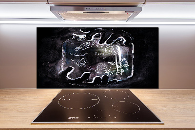 Rivestimento parete cucina con motivo di farfalle in un barattolo