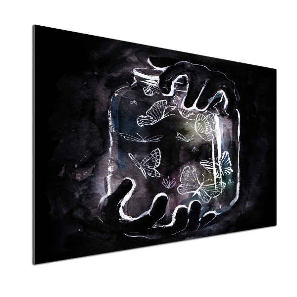 Rivestimento parete cucina con motivo di farfalle in un barattolo