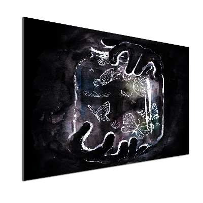 Rivestimento parete cucina con motivo di farfalle in un barattolo