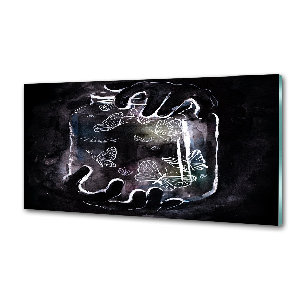 Rivestimento parete cucina con motivo di farfalle in un barattolo