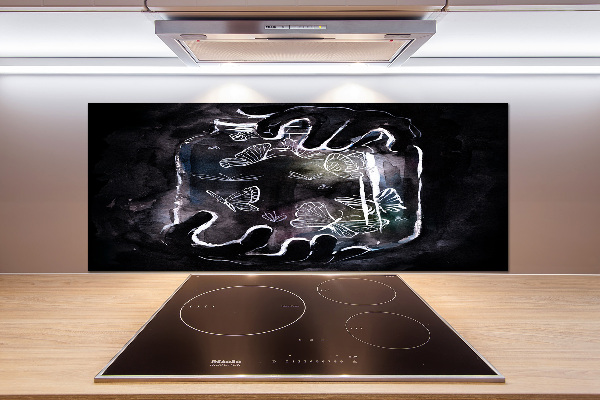 Rivestimento parete cucina con motivo di farfalle in un barattolo