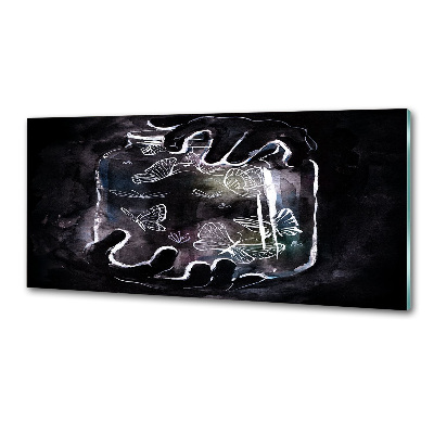 Rivestimento parete cucina con motivo di farfalle in un barattolo