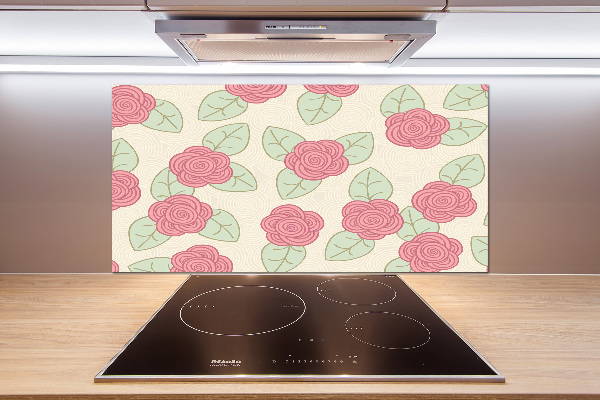 Rivestimento parete cucina con motivo a rose