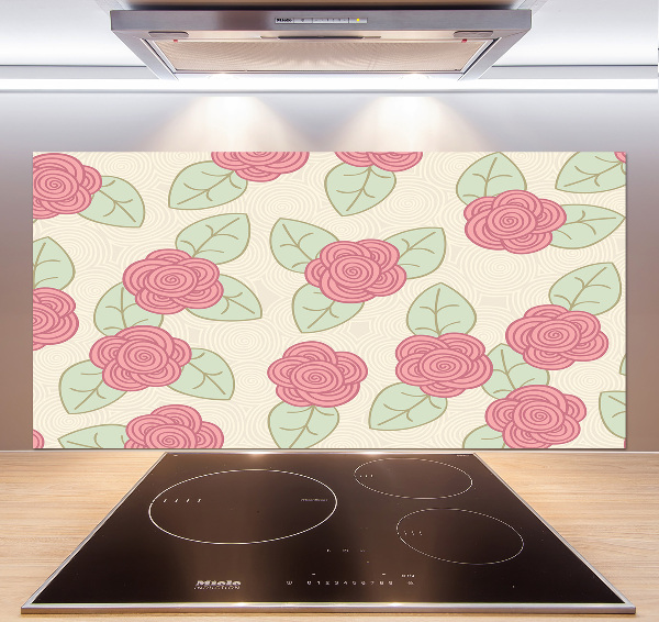 Rivestimento parete cucina con motivo a rose