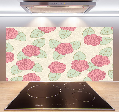 Rivestimento parete cucina con motivo a rose