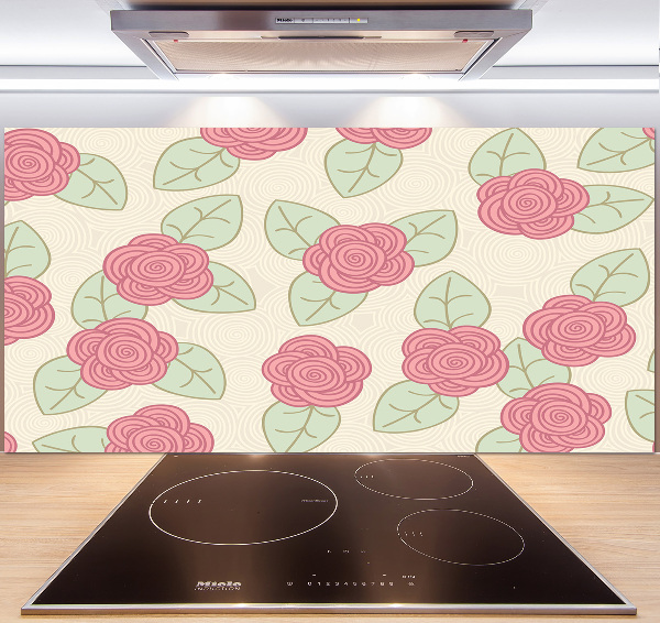 Rivestimento parete cucina con motivo a rose