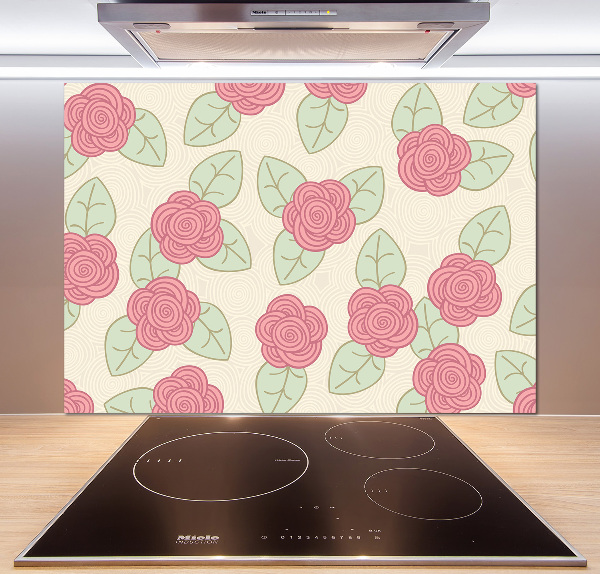 Rivestimento parete cucina con motivo a rose
