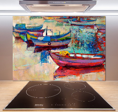 Pannello paraschizzi cucina con motivo di barche colorate