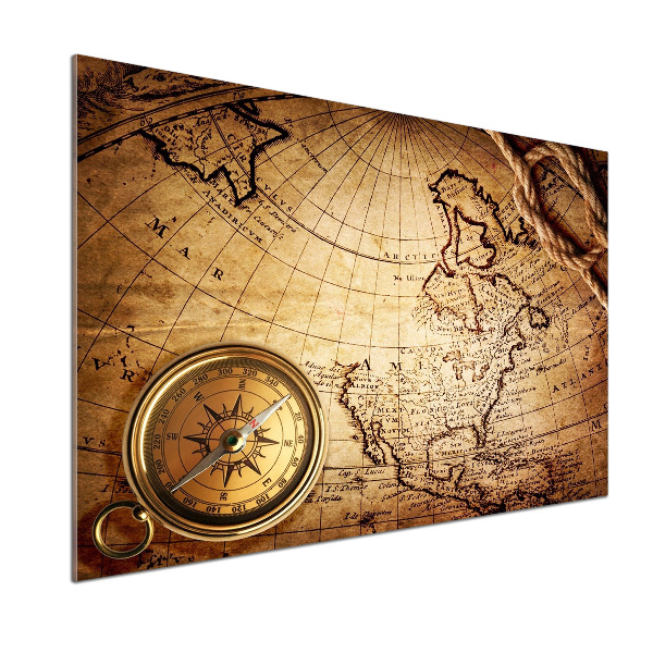 Pannello paraschizzi cucina con stampa a tema bussola ripresa da una mappa