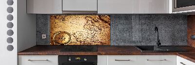 Pannello paraschizzi cucina con stampa a tema bussola ripresa da una mappa