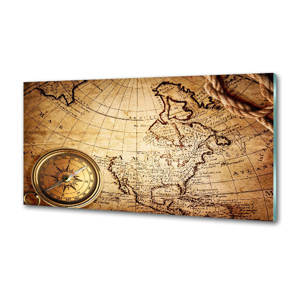 Pannello paraschizzi cucina con stampa a tema bussola ripresa da una mappa