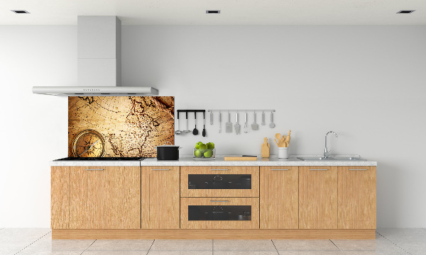 Pannello paraschizzi cucina con stampa a tema bussola ripresa da una mappa