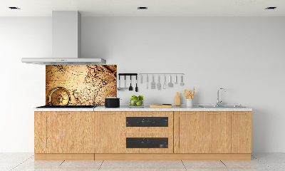 Pannello paraschizzi cucina con stampa a tema bussola ripresa da una mappa