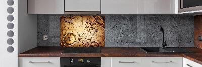 Pannello paraschizzi cucina con stampa a tema bussola ripresa da una mappa