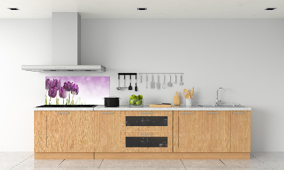 Rivestimento parete cucina con motivo di tulipani viola