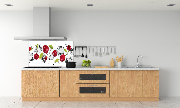 Pannello retrocucina con motivo di ciliegie su sfondo acqua