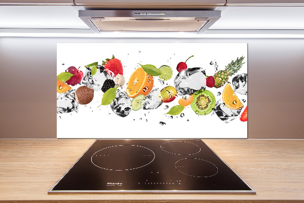 Pannello paraschizzi cucina con motivo di frutta e gocce d'acqua