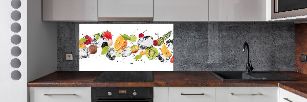 Pannello paraschizzi cucina con motivo di frutta e gocce d'acqua